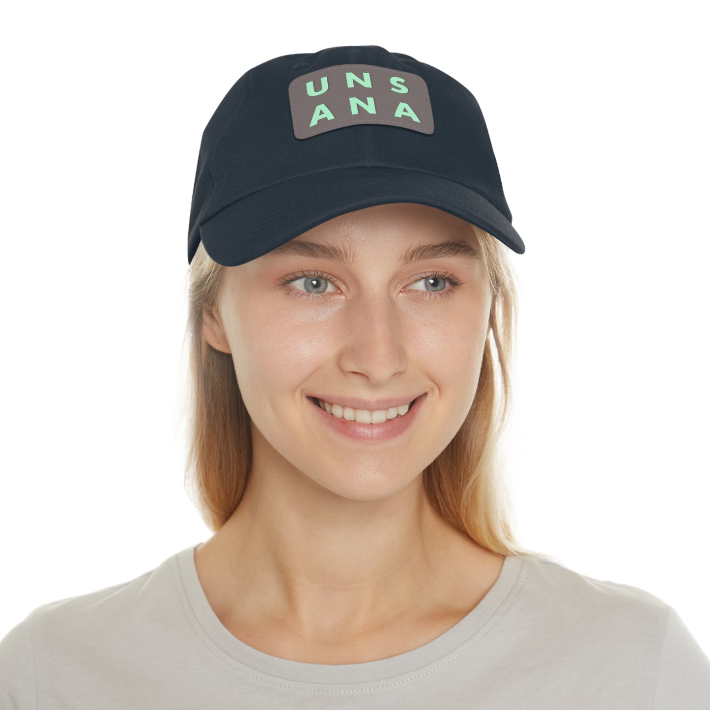 UNSANA Dad Hat with Leather Patch (Rectangle)